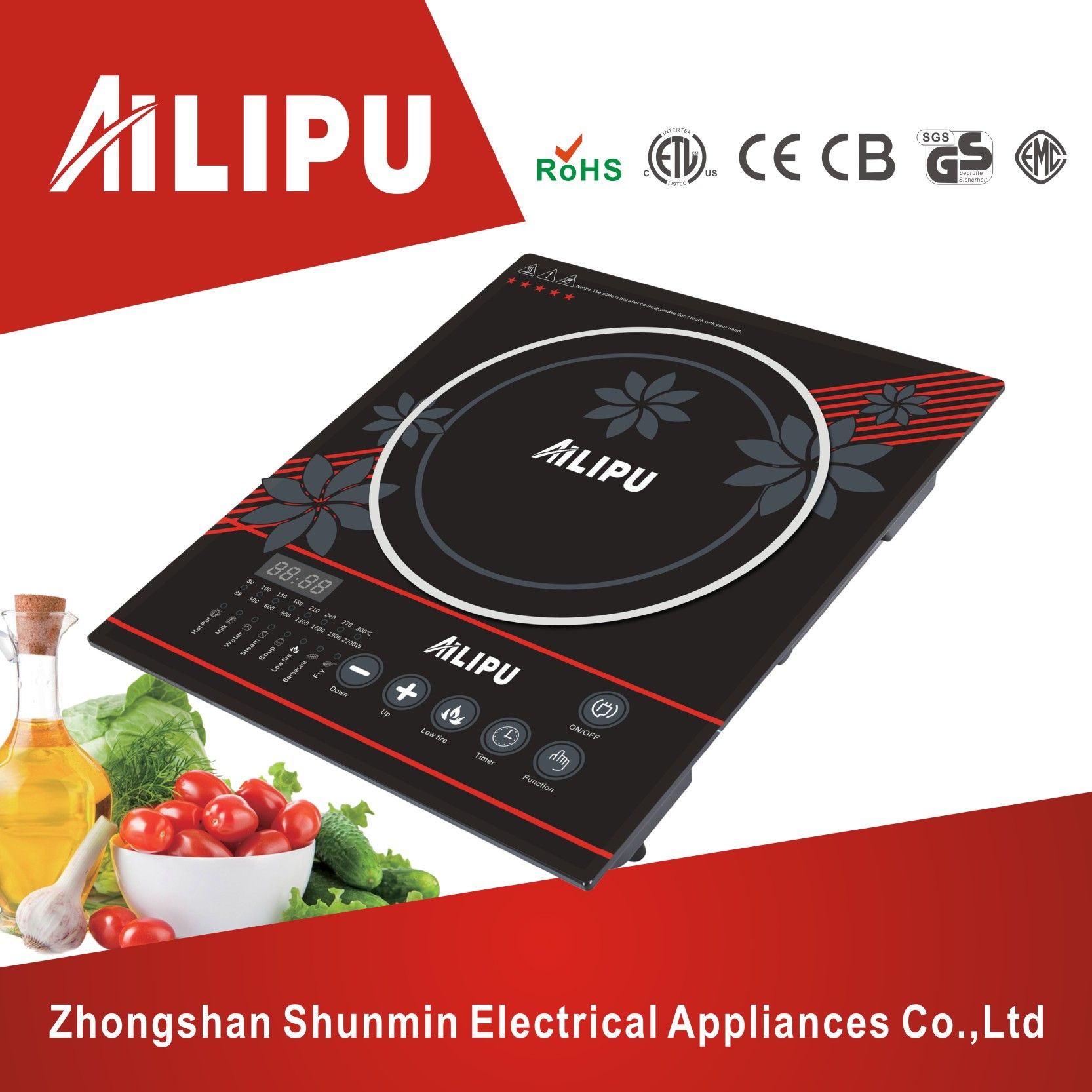 One Burner Schott Plate Waterproof Induction Cooker 2200W