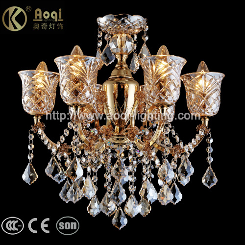 European Cognac K9 Crystal Chandelier Light