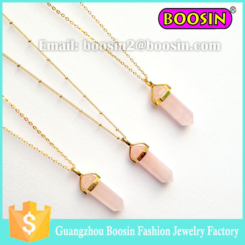 Fashion Chorker Men Diamond Jewelry Gold Pendant Druzy Quartz Necklace
