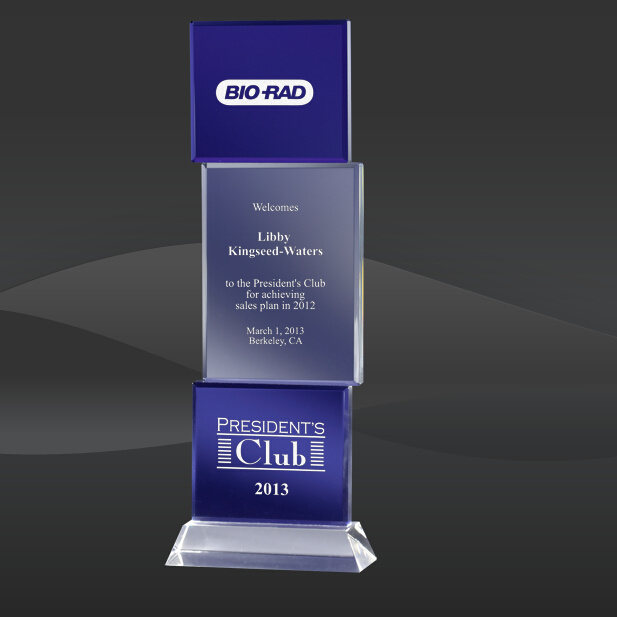 Threefold Blue Crystal Award (MPI-CR-A1118BU-10)