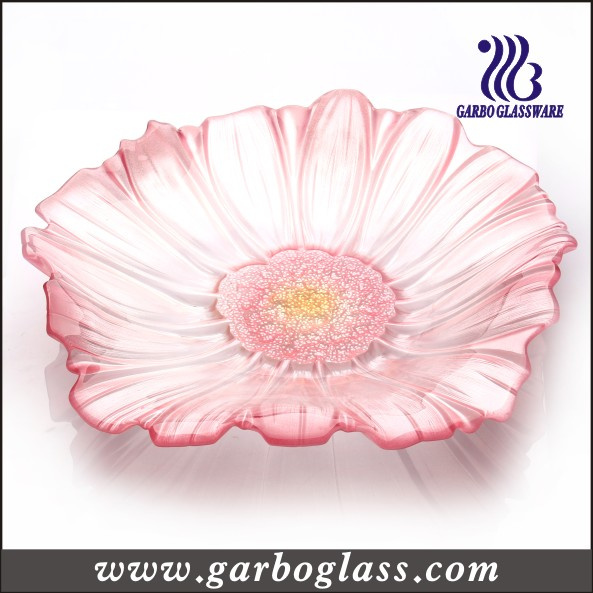 Flower Shaped Decorative Stock Glass Fruit Plate