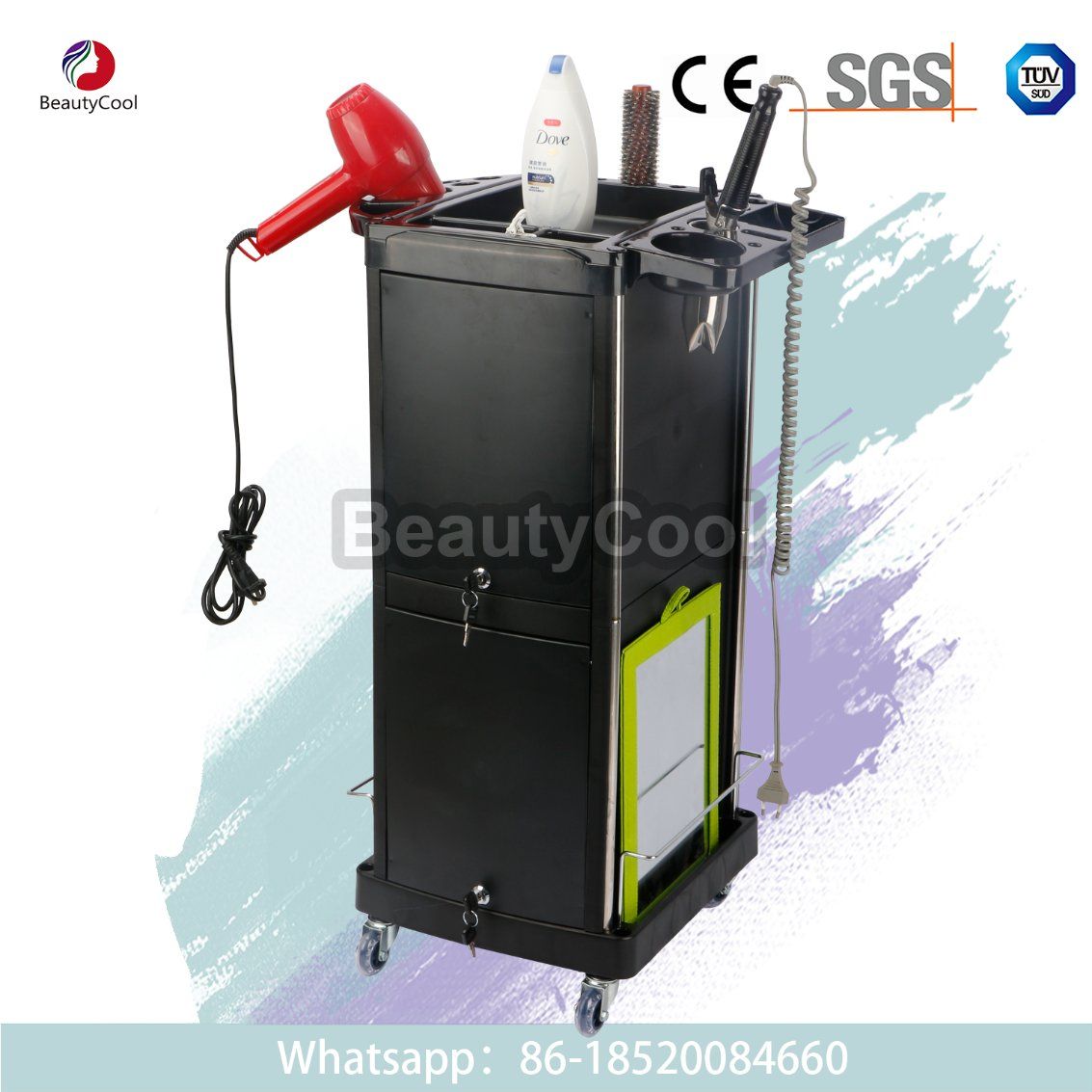 Salon Roll-About Cart Trolley W/Lockable Door