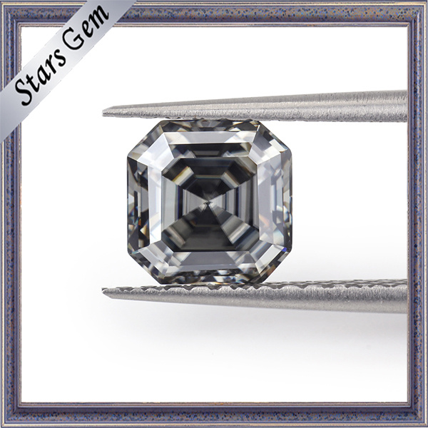 Various Size Grey Color Asscher Cut Moissanite Diamond