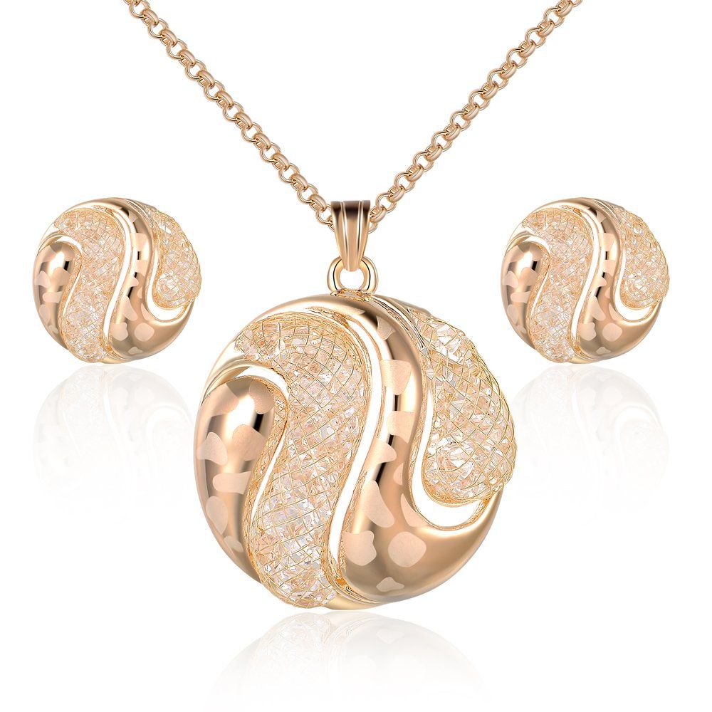 Round Wholesale Fashion Yellow Gold Jewelry Set in Latest Design