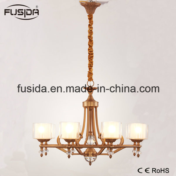 New Modern Crystal Glass Matt Bronze Chandelier Hotel Pendant Light for Living Room