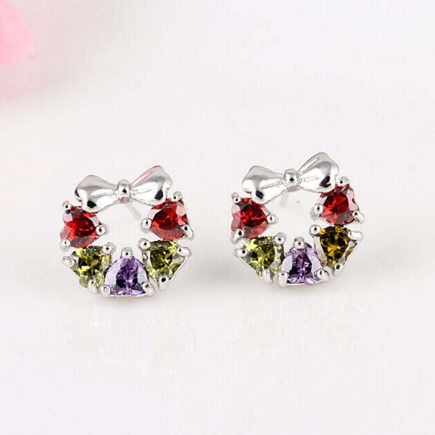 Fashion Gold Crystal Flower Stud Earring Jewelry
