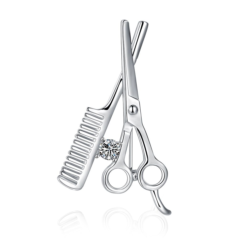 Scissors imitation Jewelry Rhodium Plating Pin Brooch for Dress