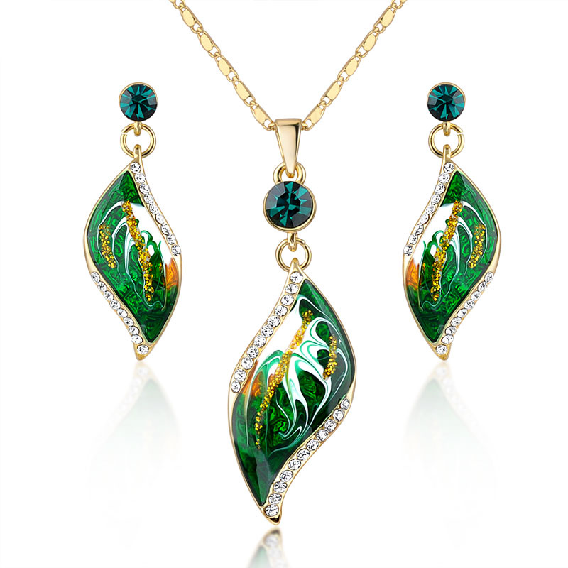 New Design Green Enamel African Fashion Pendant Jewelry Set