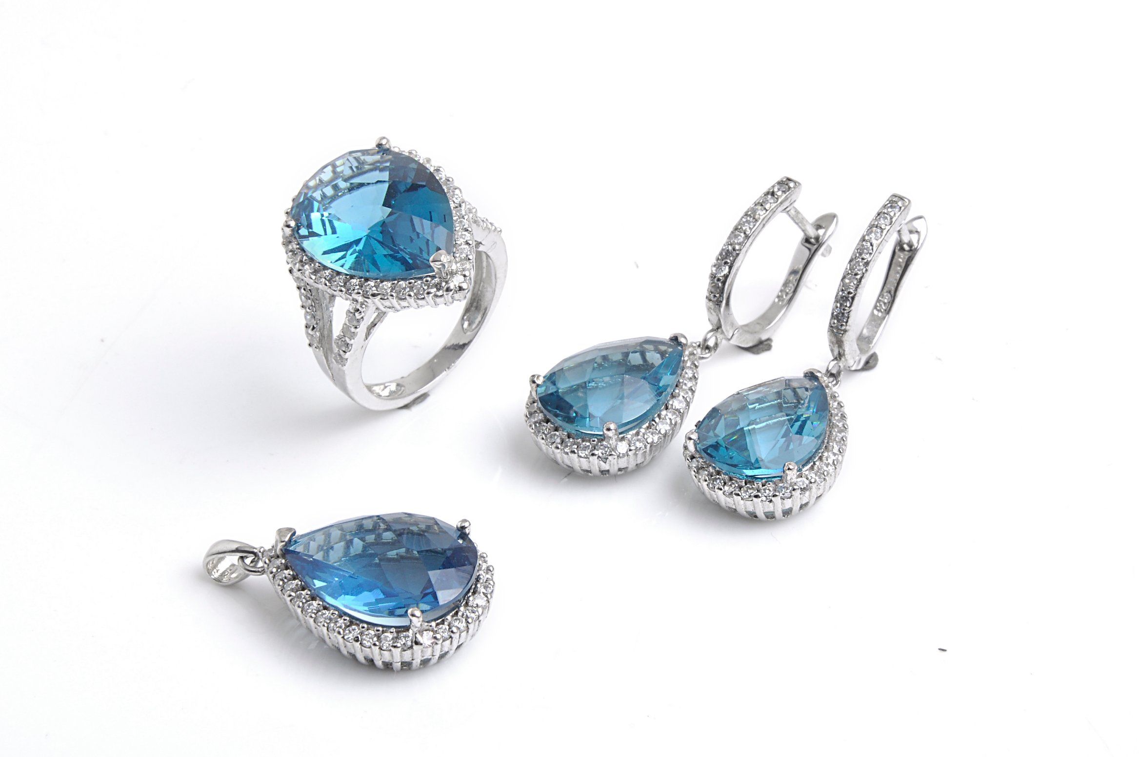 Fashion Silver Jewelry Set with Pearl Cut CZ