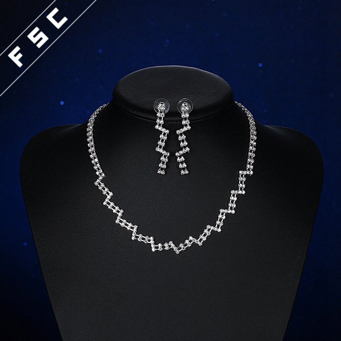 Wholesale Simple Style Elegant Crystal Bridal Wedding Jewelry Sets