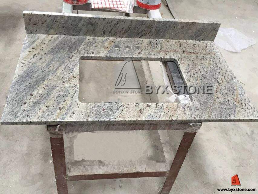 New Kashmir White Bathroom Vanity Tops with Backsplash