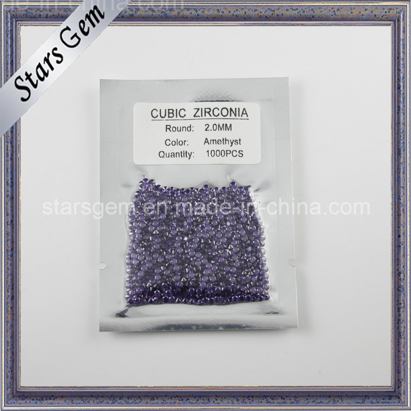 High Quality Amethyst 2mm Cubic Zirconia Stone