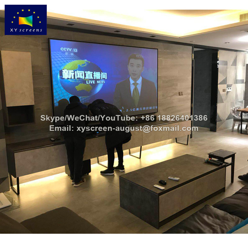 105 Inch Top Quality 0.8 Gain Narrow Fixed Frame Projector Screens, Black Crystal