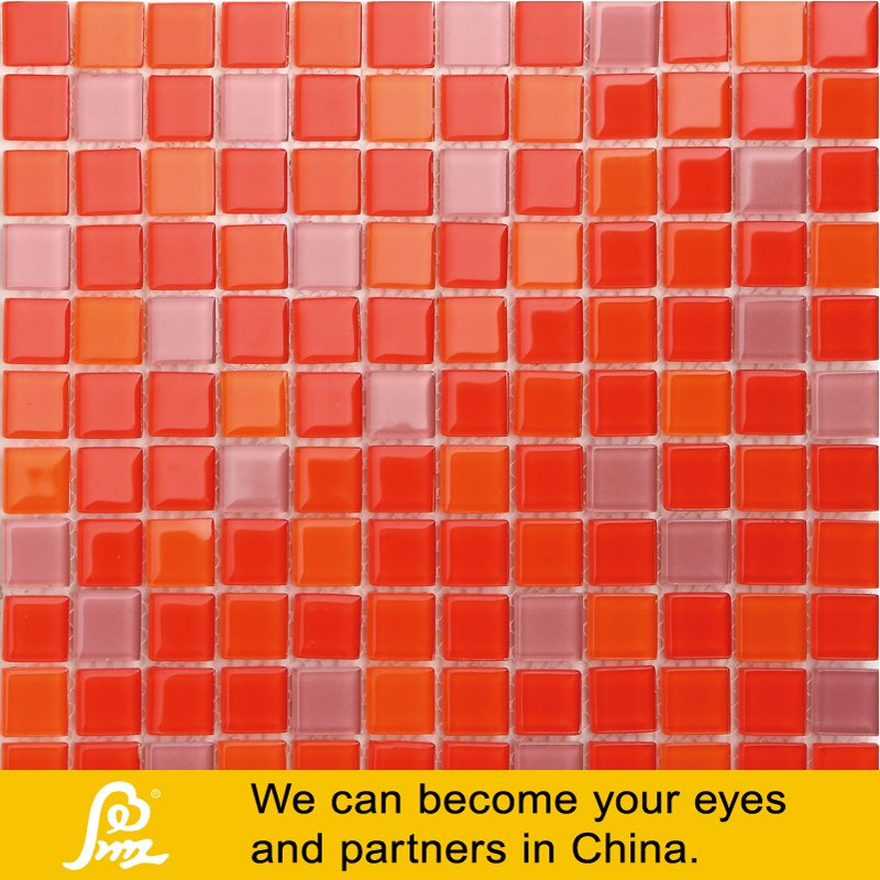 Orange Yellow Swimming Pool Crystal Glass Mosaic Tile