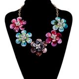 Handmade Multicolor Flower Pendant Necklace Fashion Jewelry
