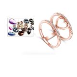 Two-Tone Connected Rose Goldsilver Color Love Heart Wedding Ring