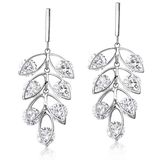 Fine Quality Jewelry Leaf Shaped White Gold Crystal Dangle Earring
