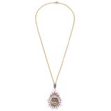 Retro Classic Elegant Long Chain Alloy Necklace Flower Shape Pearl Pendant