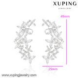 Silver Gold Flower Zircon Luxury Earring (28605)