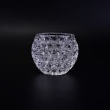High Clear Round Candle Holder with Embossed Pattern