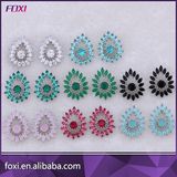 Oval Shape CZ Pave Setting Gold Stud Earrings