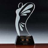 Personalized Engraved 3D Laser Crystal and Block Trophy with Black Base for Souvenir