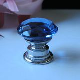 Wholesales Jewelry Box Mini Blue 20mm Crystal Knob with Hardware Base