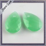 Light Green Tear Drop Crystal Glass with Hole for Pendant