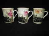 Flower and Train Postcard Ceramic Mug