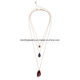 Multi Layers Retro Long Chain Women's Necklace Irregular Gem Pendant Jewelry