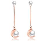 Top Quality White/Black Imitation Pearl Earrings 50mm Long Rose Gold Color Drop Earrings for Women Wedding Jewelry Girl Gifts