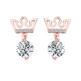 Crown Shape Crystal Earrings 18K Gold Palted Jewelry