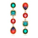 Fashion Drop Earrings with Vein Resin in Gold and Geometric Silver Dangle Earrings with Colorful Crystal Stone Pearl Charms