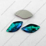 Decorative Flat Back S Shape Blue Zircon Sew on Rhinestone
