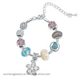 Hot Sale White Gold Crystal Bead Paracord Bracelet for Woman