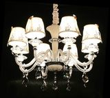 European Decoration Indoor Crystal Pendant Lighting with Fabric Shade