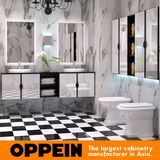 White Tempered Glass Bathroom Cabinets with Lamp Mirror (OP15-015A)