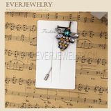 Fashion Cute Small Bee Crystal Rhinestone Insect Handmade Brooch Pin