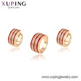 64744 Fashion Elegant Gold-Plated CZ Crystal Imitation Jewelry Set Shaped with a Couple or Lovers