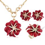 Fashion Enamel Jewelry 925 Silver Jewelry Set Crystal
