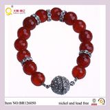 2013 New Product Red Faceted Red Agate with Magnetic Crystal Ball Bracelet