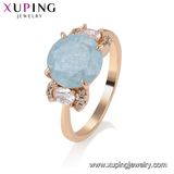 15382 Popular 18K Gold-Plated Flower Colorful Zircon Jewelry Finger Ring in Copper Alloy