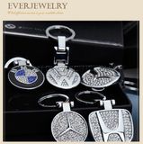 3D Metal Car Logo Keyring Keychain with Crystal Rhinestone