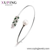 51674 Xuping Leaf Clear Crystals From Swarovski White Gold Bangle Bracelets, Bangle Making Machine, White Gold Covering Bangles