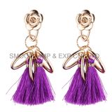 Fashion Vintage Metal Handmade Gold Flowers Tassel Earring Jewelry Accessories
