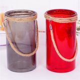 Colour Glass Vase with Jute Rope Handle