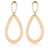 Fashion Bridal Gold-Color Hollow Oval Drop Crystal Jewelry Earrings
