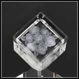2 Inches Crystal Cut Corner Cube Laser Engraved Rose (ND-1021)