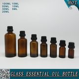 Amber Glass Essential Oil Bottle with Black Plastic Cap