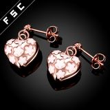 Women Tin Alloy Rose Gold Plated Heart Shape Earrings